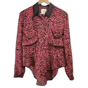 Vintage Line & Dot Animal Print Blouse
